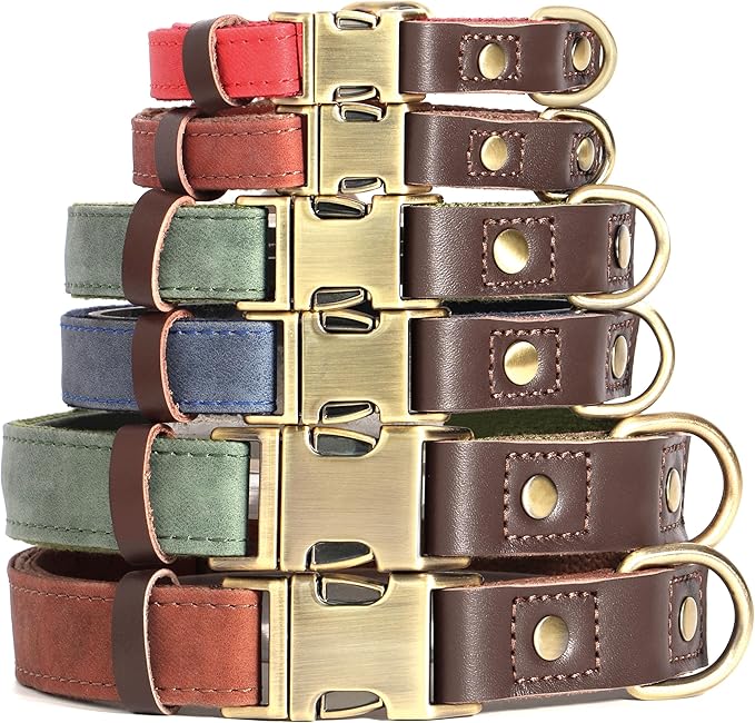Didog Soft PU Leather Dog Collars for Medium Dogs,Classic Adjustable Dog Collars with Quick Release Metal Buckle,Easy Clean and Comfortable with Nylon Lining,Pink,M Neck 13-19"