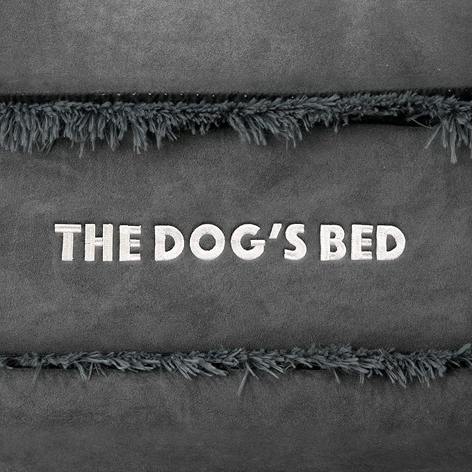 The Dog’s Bed Orthopedic Headrest Dog Bed XXXL Fur Grey, Memory Foam, Pain Relief for Arthritis, Hip & Elbow Dysplasia, Post Surgery, Lameness, Supportive, Waterproof Washable Cover