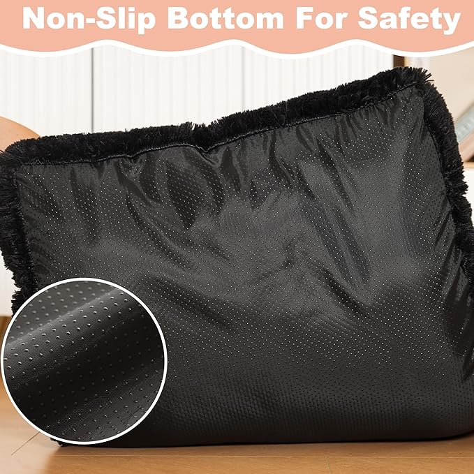 Bedfolks Waterproof Crate Bed, Plush Dog Kennel Pad with Removable Cover, Faux Fur, Fluffy Washable, 47"x29", Black