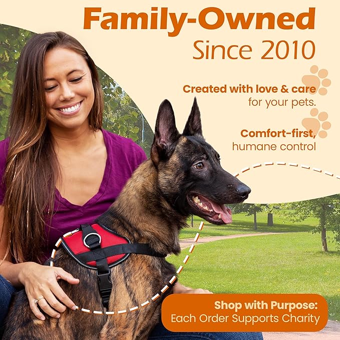 Bark Appeal Red No-Pull Dog Harness for XS to Small Sized Pets – Adjustable, Reflective Vest with 3 Leash Clips for Added Control, Easy Walks & Training – Small