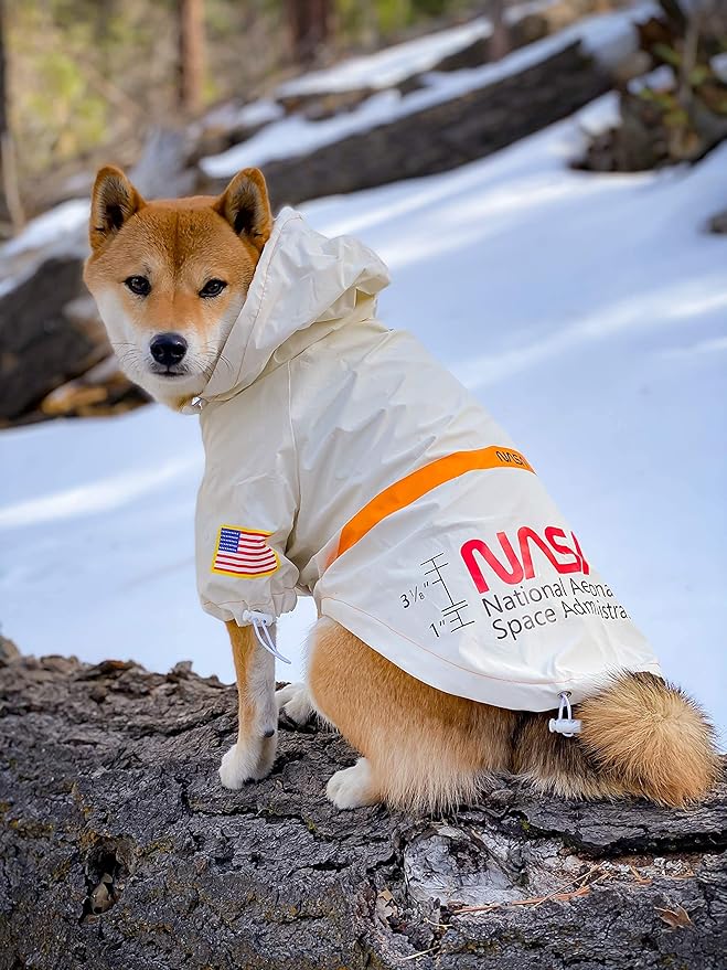 ChoChoCho NASA Dog Raincoat, Reflective Water Proof Rain Jacket, Costume, Clothes, Pet Stylish Streetwear Outfit for Cat Puppy Small Medium Large (White, 3XL)