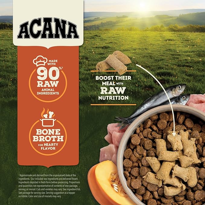 ACANA Grain-Free High Protein Freeze Dried Dog Food & Topper Free-Run Turkey Recipe Morsels 8oz Bag
