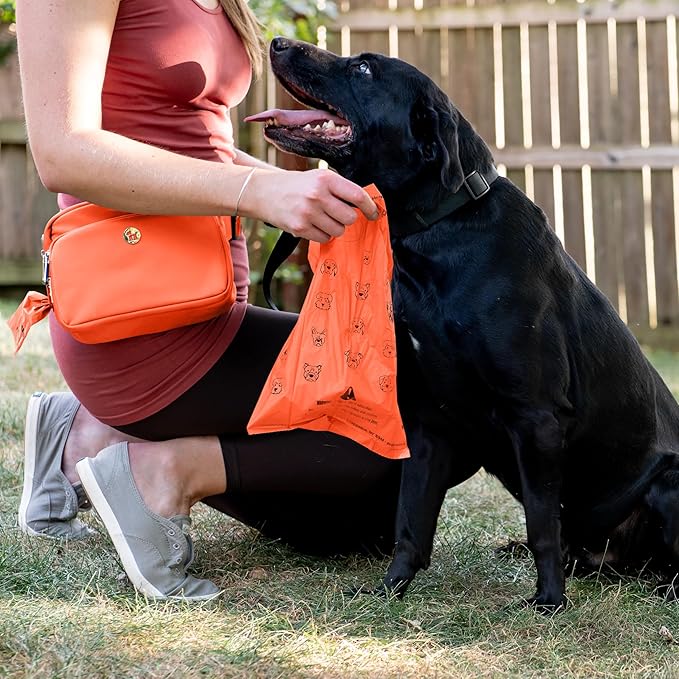 Puppington Certified Home Compostable Poop Bags - ASTM D6400 Compliant - 180 Extra Thick Bags - Plant Based - Pairs with Puppington 3-in-1 Bag & Fits all Standard Poop Bag Dispensers (Poppy Orange)