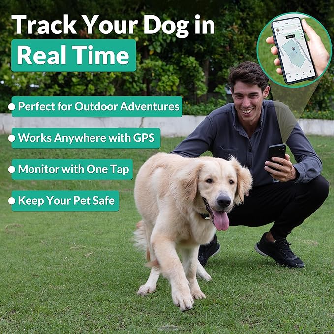 GPS Wireless Dog Fence System Collar – 2-in-1 Remote or App Controlled Boundary and Training GPS Dog Collar with 4 Training Modes – Covers up to 7000 Ft (3533 Acres)