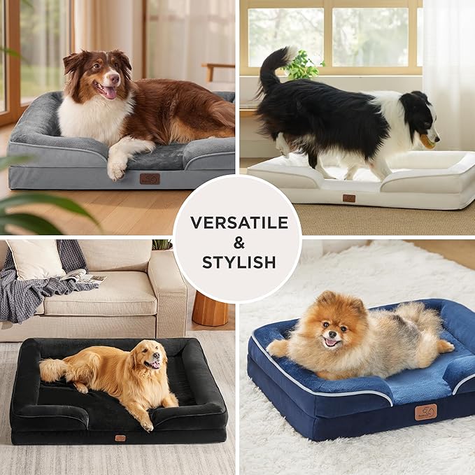 Bedsure Orthopedic Dog Bed Medium Size Dogs - Washable Medium Dog Cat Bed Waterproof, Comfort Pet Couch Sofa with Washable Removable Cover, Pets Bed with Nonskid Bottom, Lavender, 28"