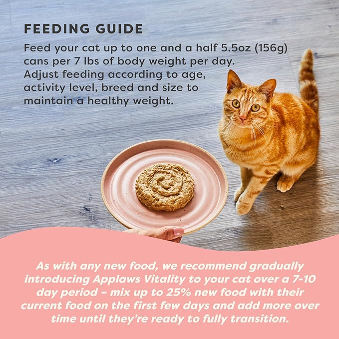 Applaws Vitality Wet Cat Food Paté, Natural Cat Food with Added Vitamins & Minerals, Grain-Free, Carrageenan Free, Tuna Fillet and Salmon Recipe (24 Count, 5.5oz Cans)