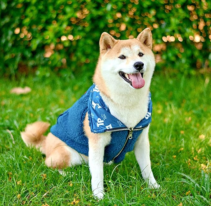 Tuff Pupper Reversible Fleece Sweater Vest for Dogs | Lightweight Comfortable Insulated Jacket | Front Zip Closure | Machine Washable | Built-in Leash Hole | Sizes for All Breeds (Large, Teal)