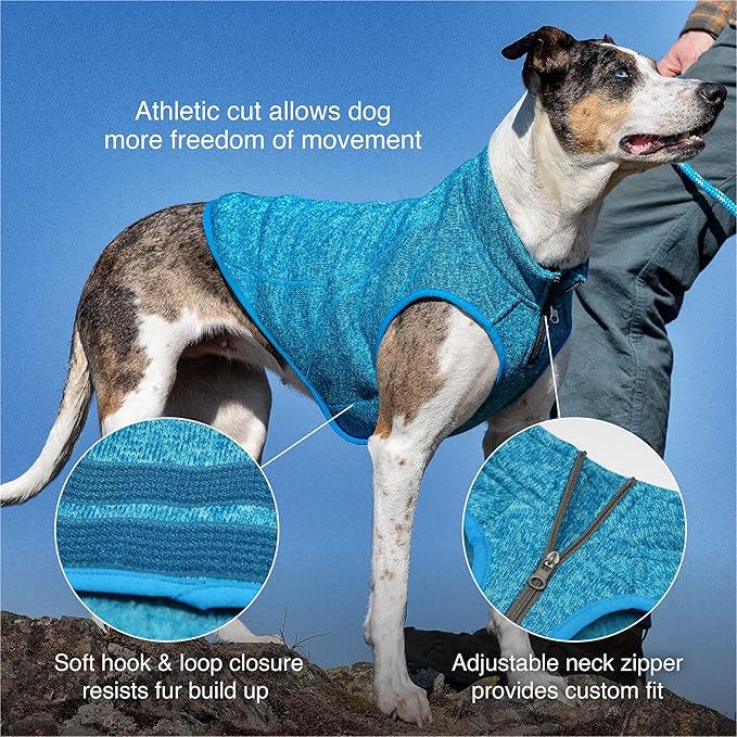 Kurgo Core Dog Sweater, Knit Dog Sweater with Fleece Lining, Cold Weather Pet Jacket, Zipper Opening for Harness, Adjustable Neck, Year-Round Sweater for Small Dogs (Heather Black, Small)