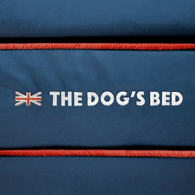 The Dog's Bed Replacement Outer Cover ONLY (Outer Cover ONLY - NO Bed, NO Waterproof Inner) for The Dog's Bed, Washable Oxford Fabric, Large (Blue with Red Piping UK Embroidery Flag)