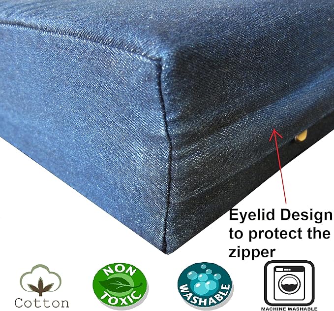 Dogbed4less Orthopedic Dog Bed with Memory Foam for Medium Large Pet, Waterproof Liner, Durable Denim Blue Cover, 41X27X4 Inch (Fit into 42X28 Crate)