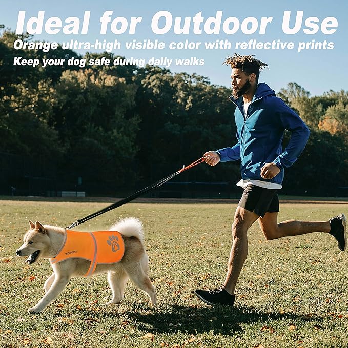 Reflective Safety Vest, High Visibility Keep Dogs Visible Outdoor Activity Day and Night, Hunting and Walking, Jacket for Small, Medium and Large Dogs (Blaze Orange, L)