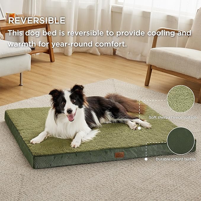 Bedsure XL Dog Beds Large Sized Dog -Comfy Flat Extra Large Pet Beds with Removable Washable Cover, Orthopedic Egg Crate Foam Mat, Suitable for Pet Up to 100 lbs